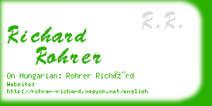 richard rohrer business card